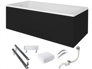 BESCO wanna 170x75 Talia Premium z czarną obudową + syfon
