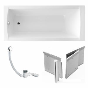 Wanna 160x70 Aquaria + Zabudowa pod płytki + Syfon Click-Clack
