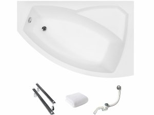 BESCO Wanna asymetryczna 130x85 Rima Prawa + Syfon