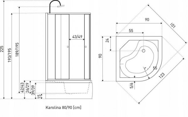 Kabina z hydromasażem KERRA 90x90 Karolina z brodzikiem