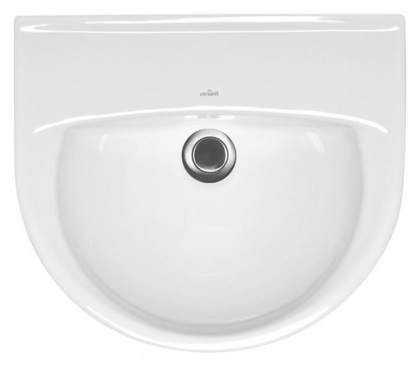 Umywalka ceramiczna wisząca president 45 cm bez otworu na baterie + syfon + korek