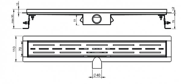 XMD033 odpływ liniowy 90 cm ruszt linie