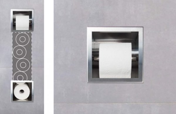 Uchwyt wnękowy na papier toaletowy z zapasem  Wall - Box Paper 2 Black