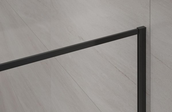 Invena ścianka walk-in 100x200 transparentna czarna rama szkło 8 mm hartowane