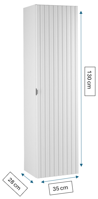 Słupek łazienkowy wiszący Astor AMY biały ryflowany 35 cm uchwyt chrom