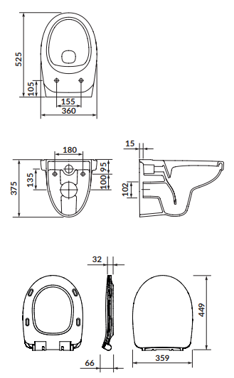 Miska WC zawieszana CERSANIA SimpleOn deska duroplast S701-453