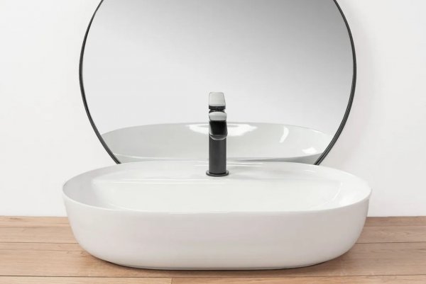 Umywalka ceramiczna nablatowa REA AURA 61 WHITE biała