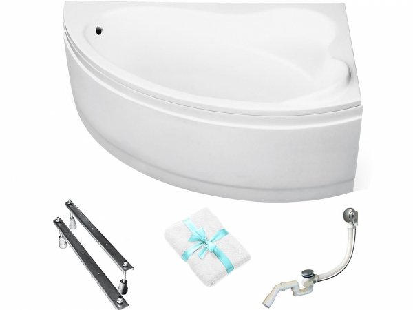 BESCO Wanna 160x100 Ada prawa z białą obudową + Syfon 