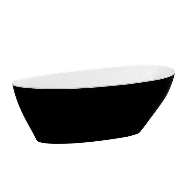 Wanna wolnostojąca Goya Black&amp;White 160x70 cm + klik-klak chrom czyszczony od góry