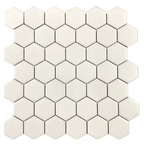 Mozaika gresowa WHITE MEDIUM HEXAGONES MATT 30x30 cm 