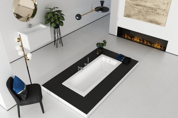 Wanna prostokątna do zabudowy Schedline FAIR SLIM 150x75 ze stelażem