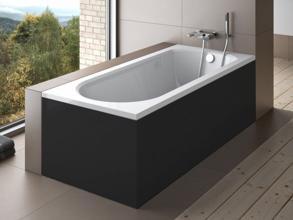 BESCO Wanna prostokątna 150x75 INTRICA z czarną obudową + syfon gratis