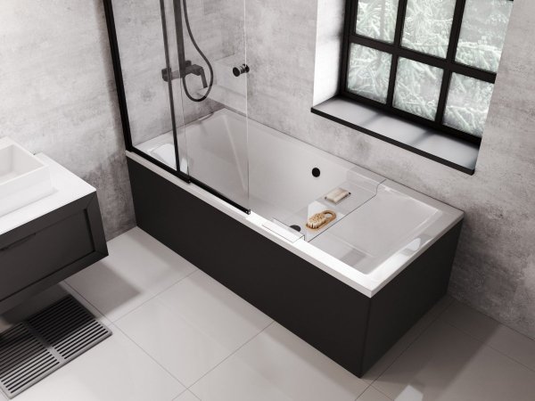 BESCO Wanna 165x75 Quadro z czarną obudową + Syfon