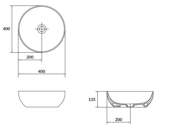 Umywalka ceramiczna nablatowa Larga okrągła 40 cm antracyt mat