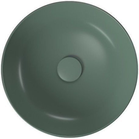 Umywalka ceramiczna nablatowa Larga okrągła 40 cm zielony mat