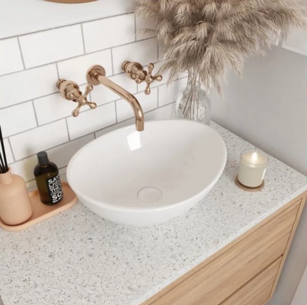 Mała umywalka ceramiczna nablatowa REA SOFIA MINI owalna biała