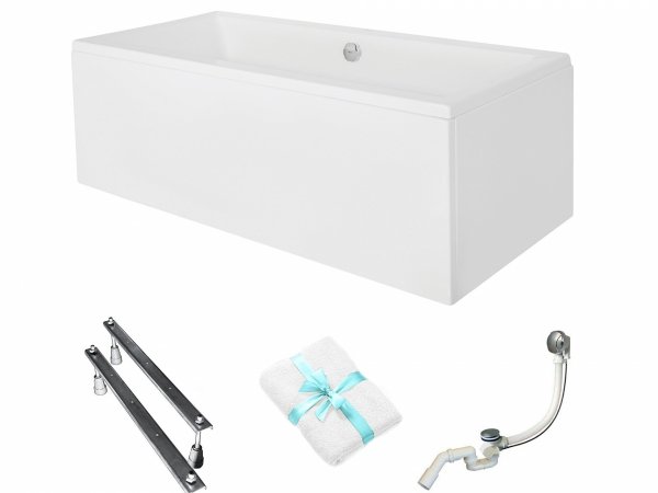 BESCO Wanna 190x90 Quadro z białą obudową + Syfon