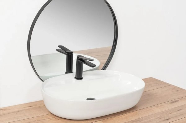 Umywalka ceramiczna nablatowa REA AURA 61 WHITE biała