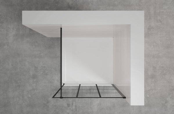 Invena ścianka walk-in 90x200 czarna kratka loft szkło 8 mm hartowane 
