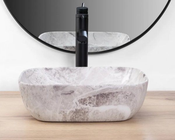 Umywalka ceramiczna nablatowa REA BELINDA MINI stone matt imitacja kamienia