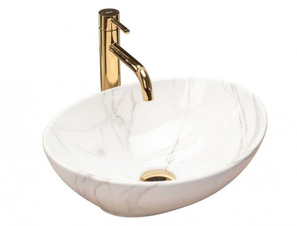 Umywalka ceramiczna nablatowa REA SOFIA AIAX SHINY imitacja marmuru połysk