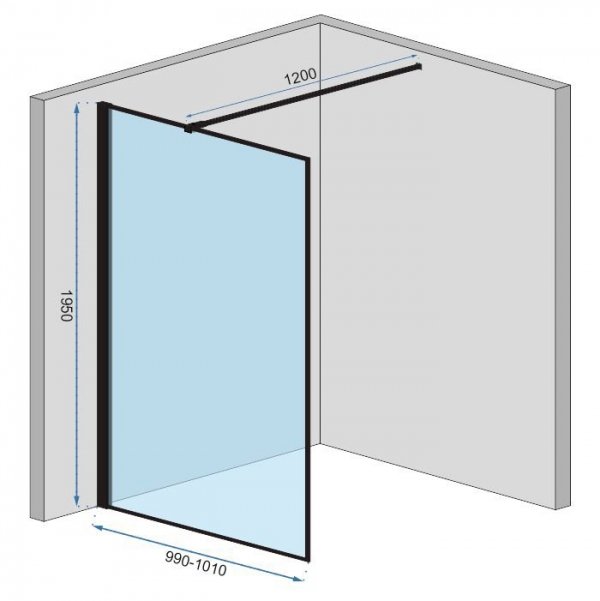 Ścianka szklana Bler-1 czarna loft 100 cm REA-K7955
