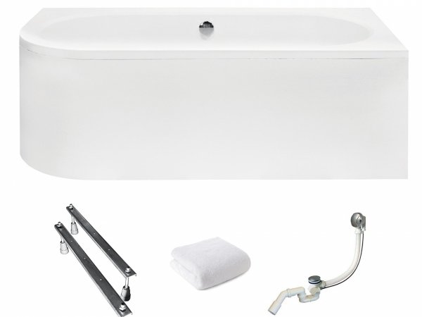 BESCO Wanna 180x80 Avita Prawa z białą obudowa + Syfon