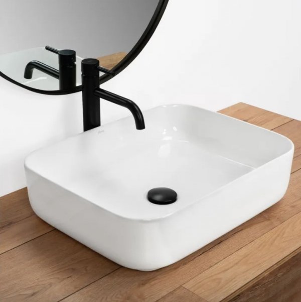 Umywalka ceramiczna nablatowa REA DEMI SLIM biała