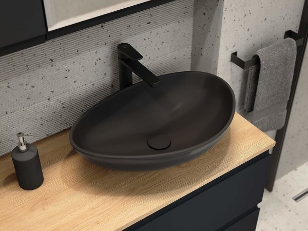 Umywalka ceramiczna nablatowa MODUO 55 nieregularna antracyt