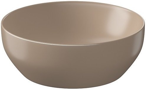 Umywalka ceramiczna nablatowa Larga okrągła 40 cm brązowy mat + korek