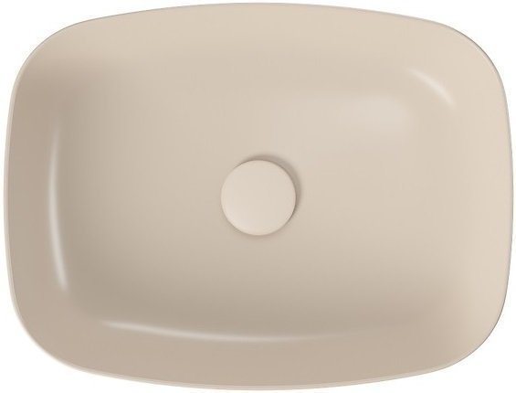 Umywalka ceramiczna nablatowa Larga prostokątna 50x38 cm beżowy mat + korek