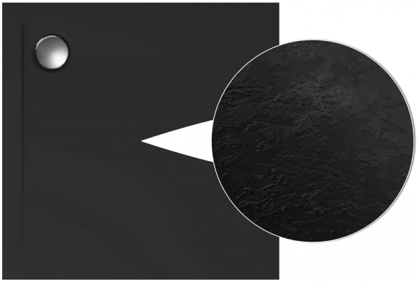 Brodzik posadzkowy kwadratowy GEOS czarny struktura kamienia 90x90 + syfon