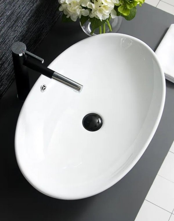 Umywalka ceramiczna nablatowa owalna REA OLGA biała