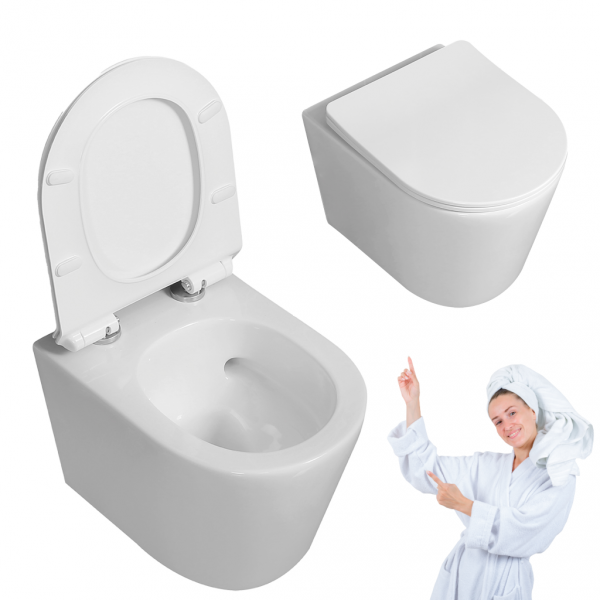 MISKA WC podwieszana wisząca bezkołnierzowa wirowa JARI CycleOn z deską