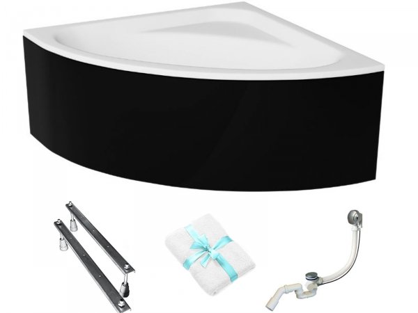 BESCO Wanna symetryczna Luksja 148x148 z czarną obudową + syfon gratis
