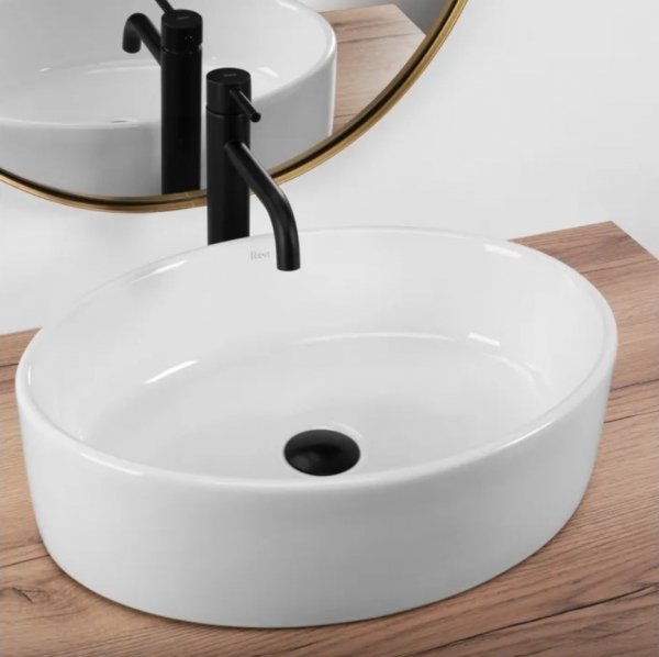 Umywalka ceramiczna, nablatowa, owalna REA FONDA biała