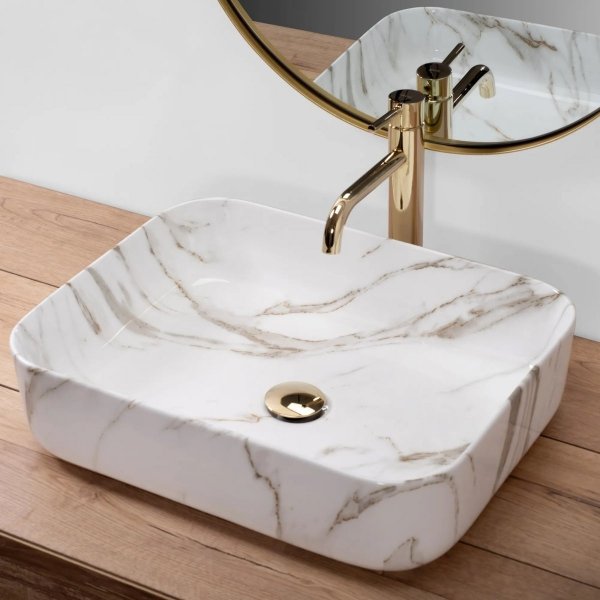 Umywalka ceramiczna nablatowa REA DEMI AIAX imitacja kamienia