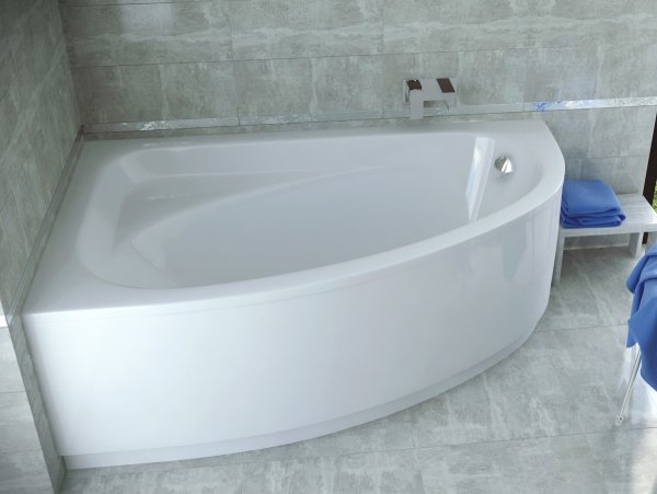 BESCO Wanna 150x100 Cornea lewa z białą obudową + syfon