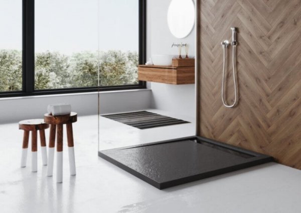 Brodzik 120x100 WEST NEW czarny +ruszt chrom +syfon