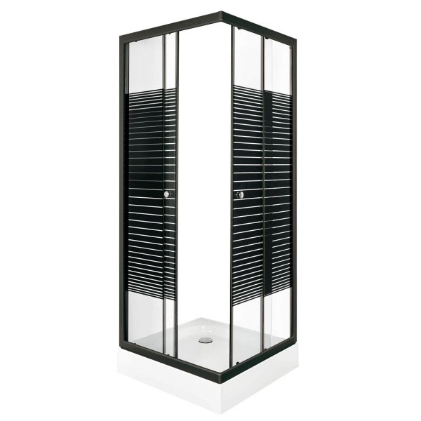 Kabina kwadratowa KERRA 80x80 Pico Black dekor z brodzikiem