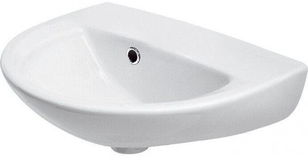 Umywalka ceramiczna wisząca president 45 cm bez otworu na baterie + syfon + korek