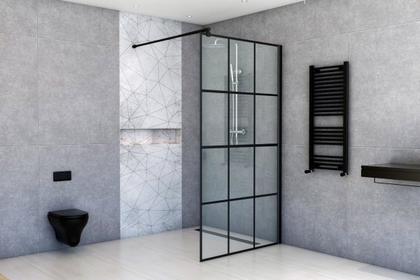 Ścianka prysznicowa 80x200 cm Nero Loft czarny mat