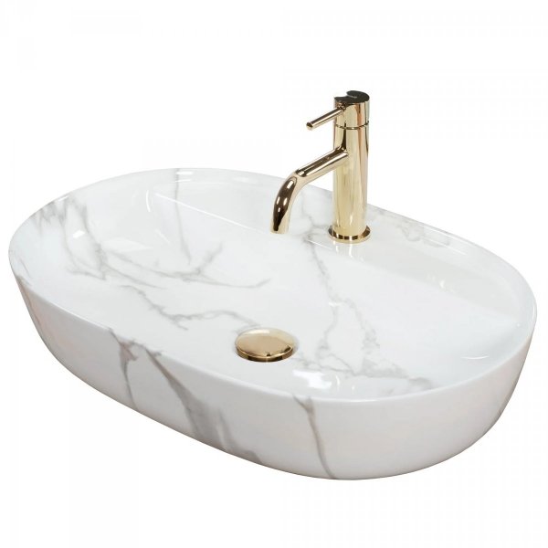  Umywalka ceramiczna nablatowa Aura 61 Marmo Shiny 