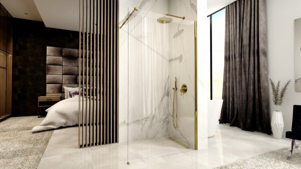 Ścianka prysznicowa Aero Gold szkło transparentne 110 cm REA-K8441