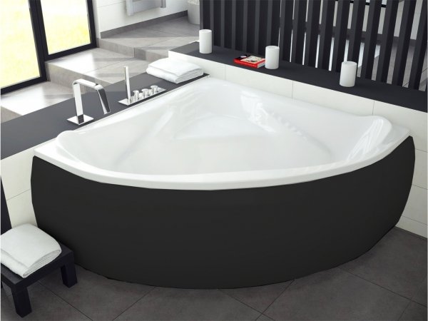 BESCO Wanna symetryczna Ewa 134x134 z czarną obudową + syfon gratis
