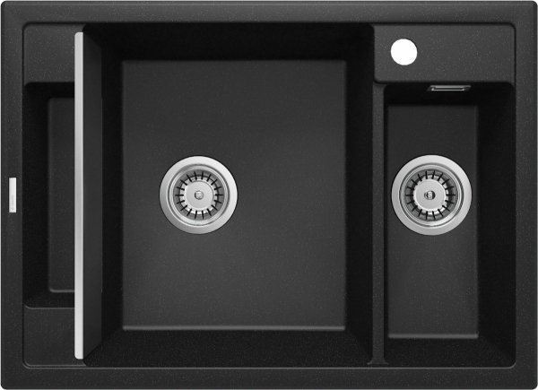 Zlewozmywak granitowy magnetyczny 1,5-komorowy bez ociekacza - Magnetic grafit metalik 69x50 ZRM_G503