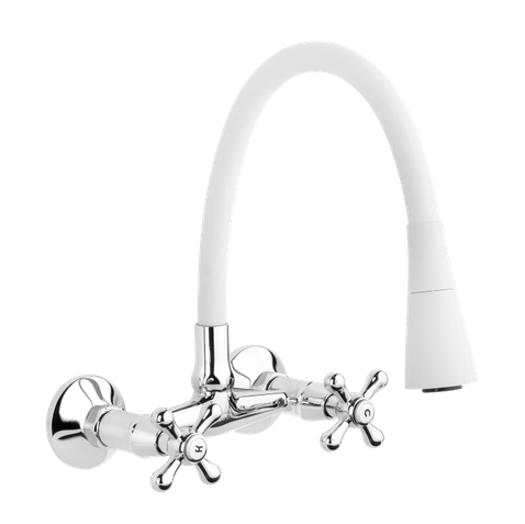 Bateria zlewozmywakowa ścienna Roma biała BC-24-E2S-L