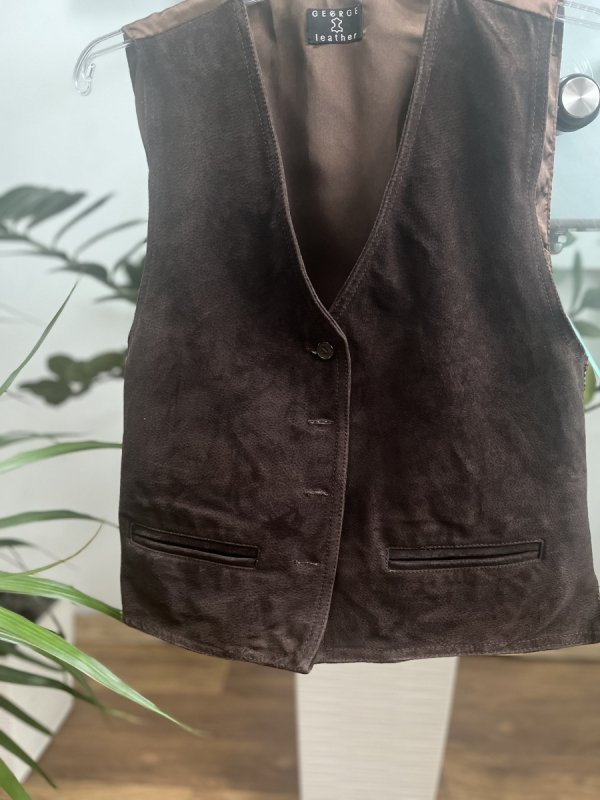 Skórzana brązowa kamizelka Suede Leather Brown 