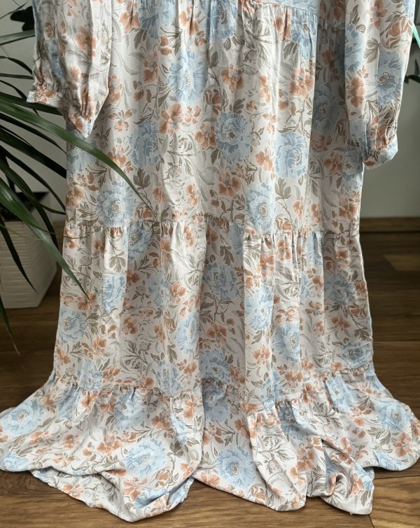 Sukienka Maxi Kwiaty Pastele Boho Romantic