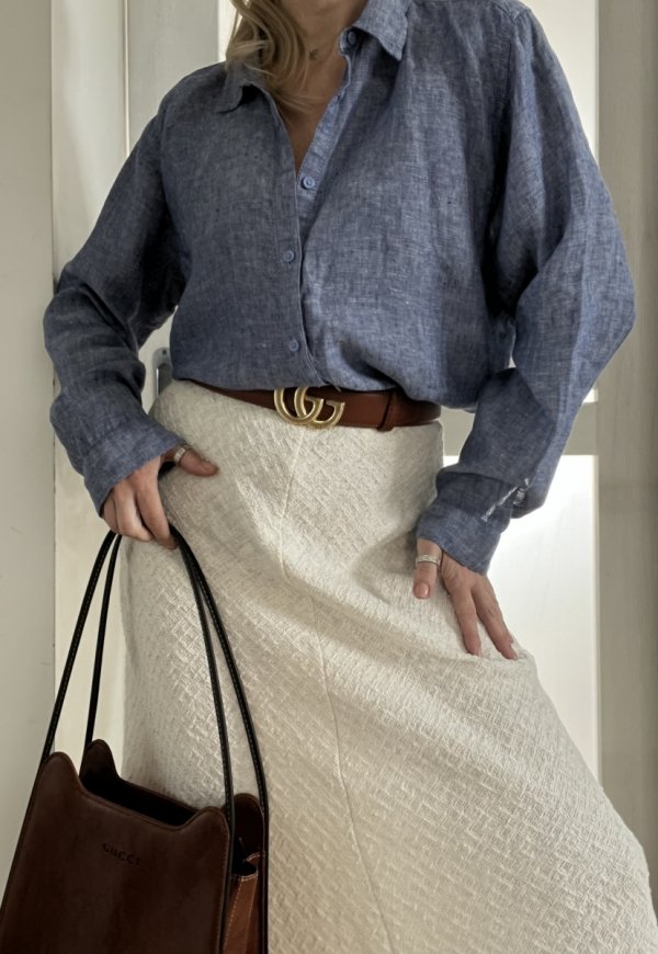 Lniana Koszula M&amp;S Pure Linen Oversize Blue